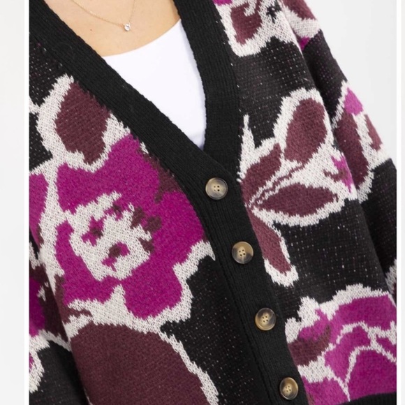 Floral Patterned Button-Up Sweater - Picture 4 of 4